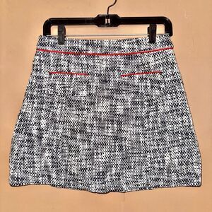Sable to Sable STS Women's Blue White Tweed Skirt Red Trim - Size 2